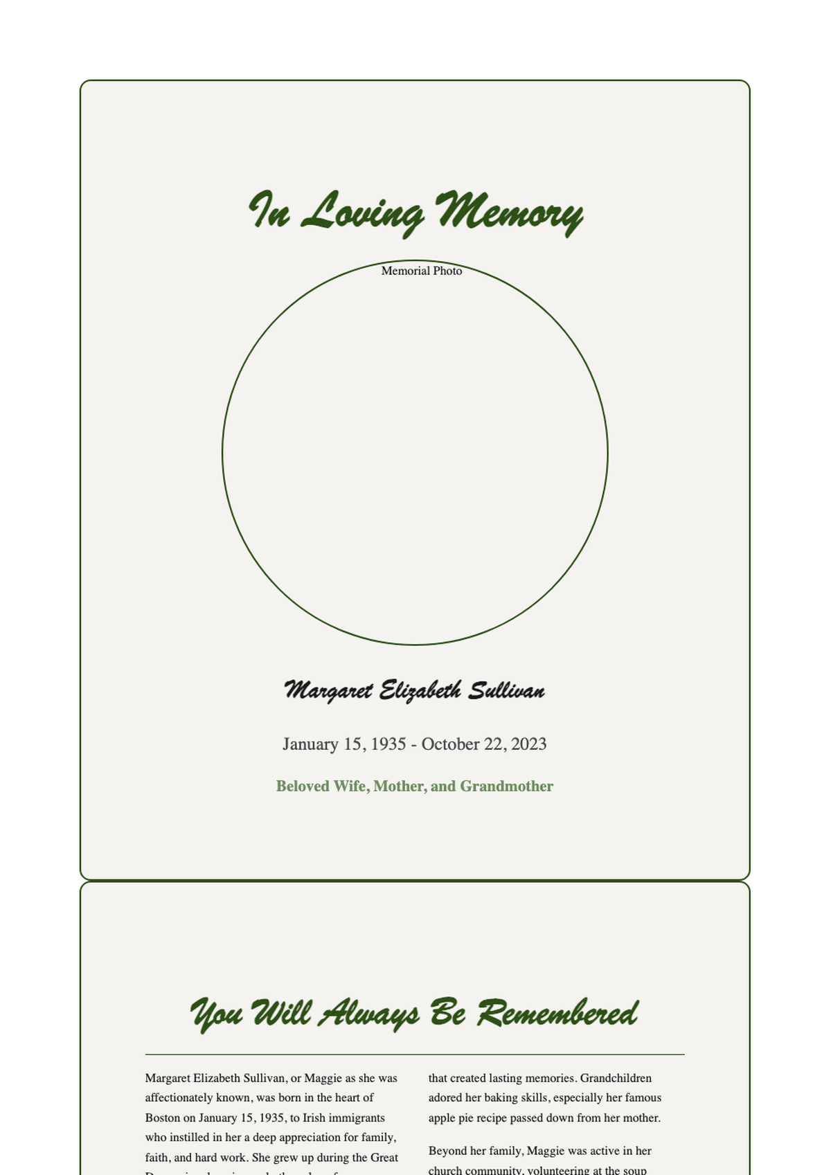 Elegant funeral memorial program with floral design and photo_variant_2